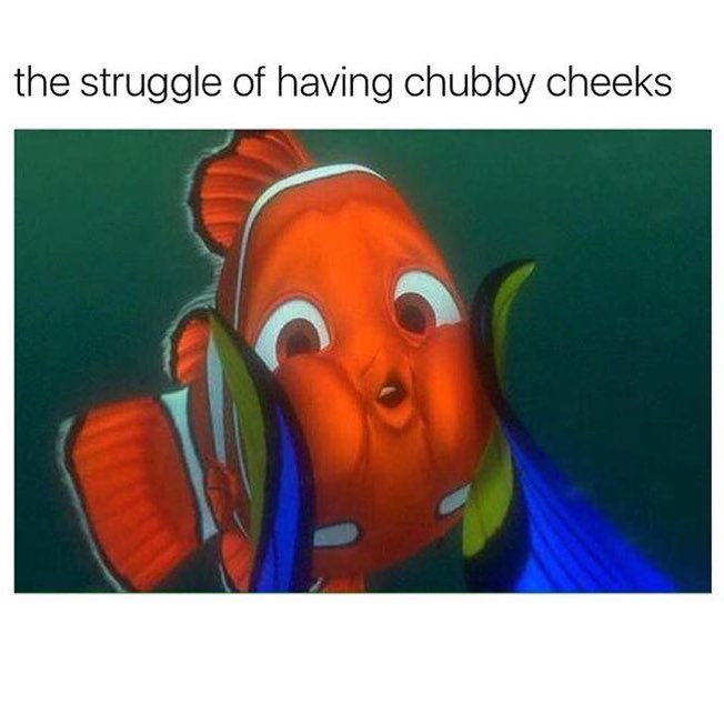 The struggle of having chubby cheeks.