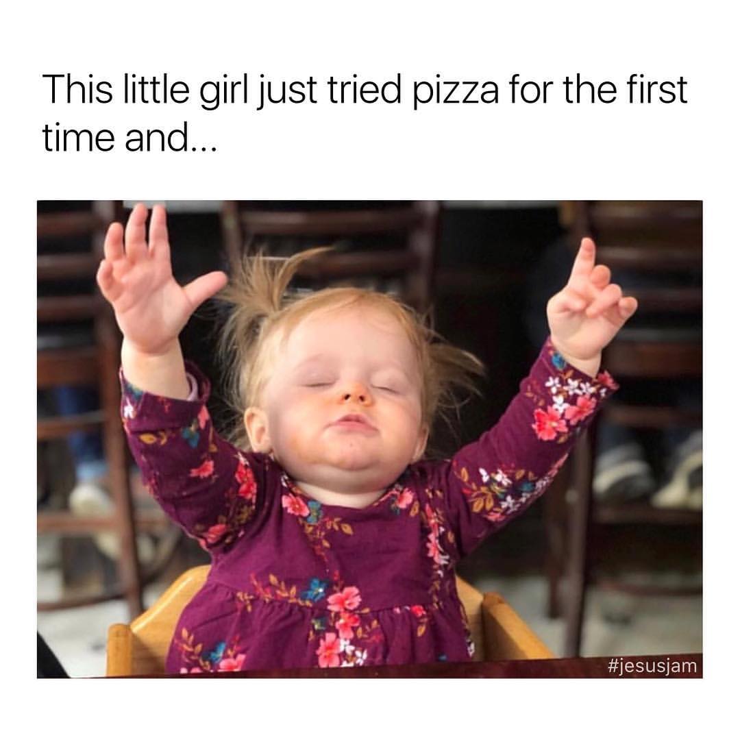 This little girl just tried pizza for the first time and...