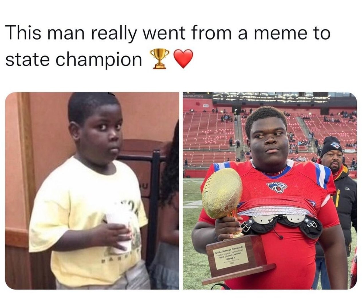 This man really went from a meme to state champion.