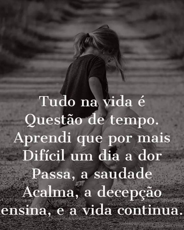 Tudo na vida é questão de tempo. Aprendi que por mais difícil um dia a dor passa, a saudade acalma, a decepção ensina, e a vida continua.