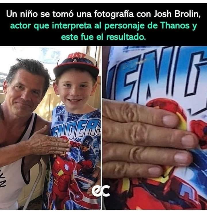 Un niño se tomó una fotografía con Josh Brolin, actor que interpreta al personaje de Thanos y este fue el resultado.
