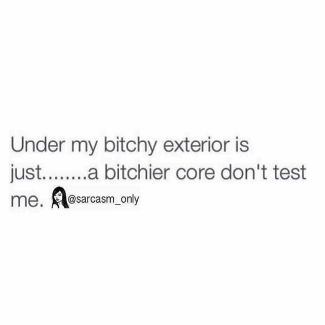 Under my bitchy exterior is just a bitchier core don't test me.