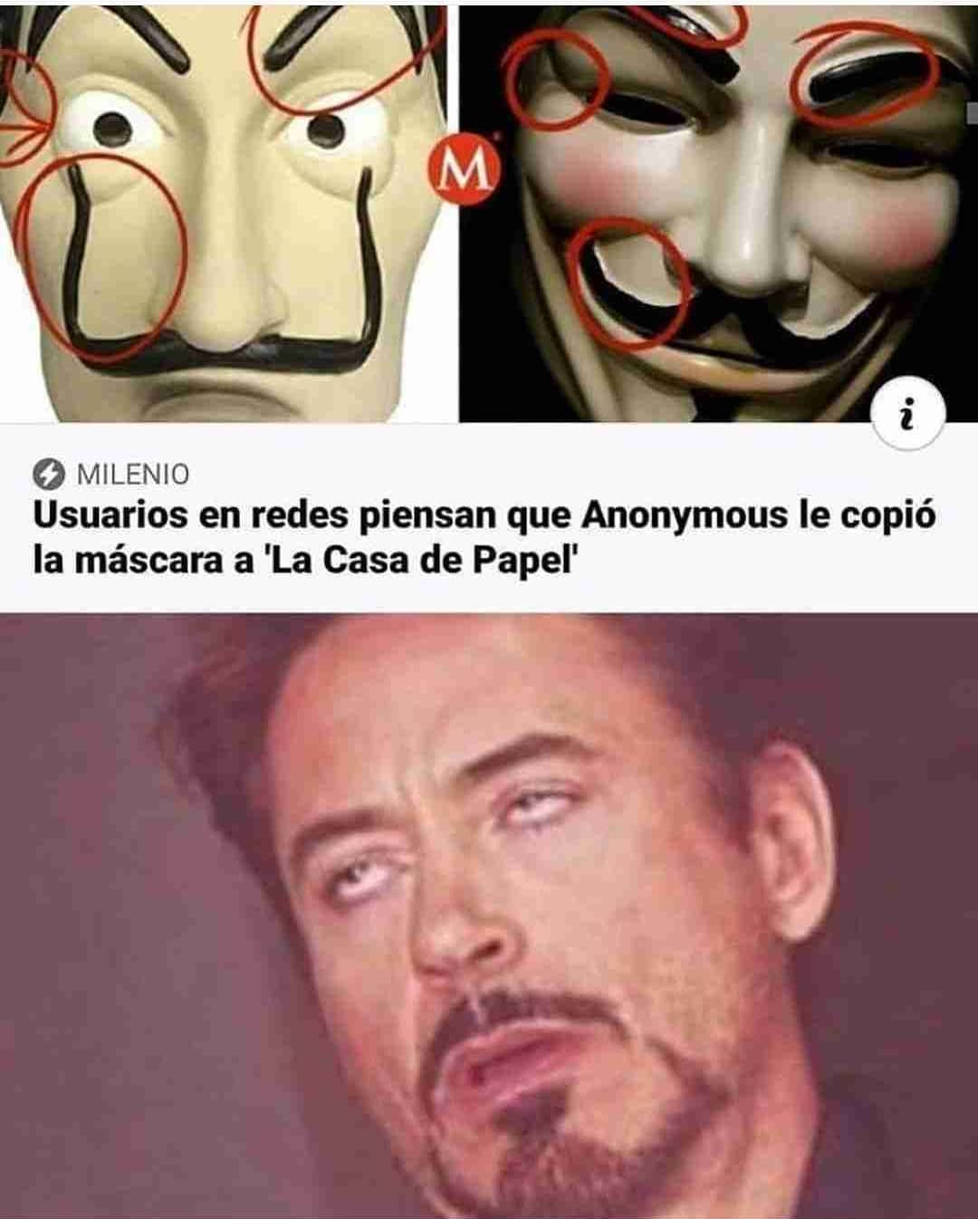 Usuarios en redes piensan que Anonymous le copió la máscara a "La Casa de Papel".