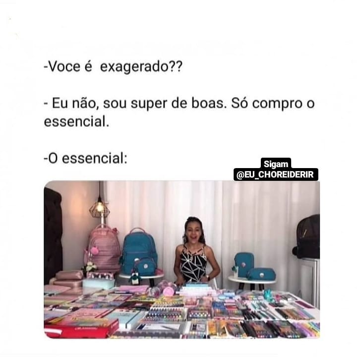 Voce é exagerado?? Eu não, sou super de boas. Só compro o essencial. O essencial: