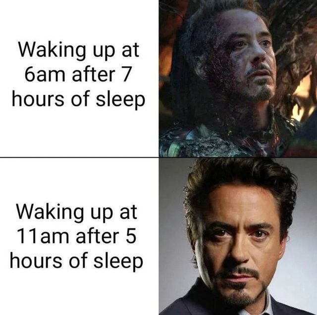 Waking up at 6am after 7 hours of sleep.  Waking up at 11am after 5 hours of sleep.