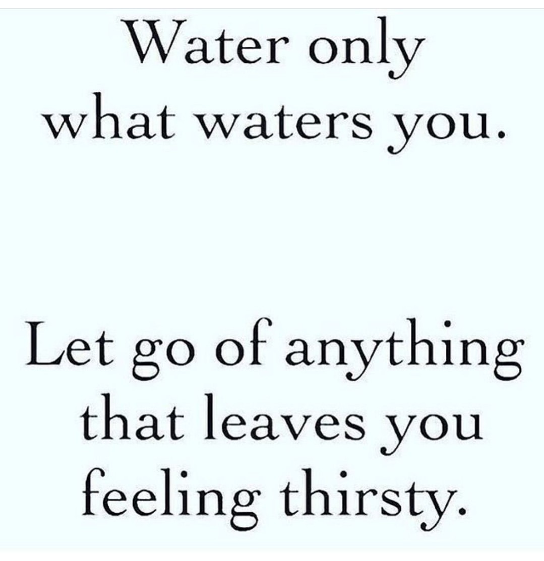 Water only what waters you. Let go of anything that leaves you feeling thirsty.