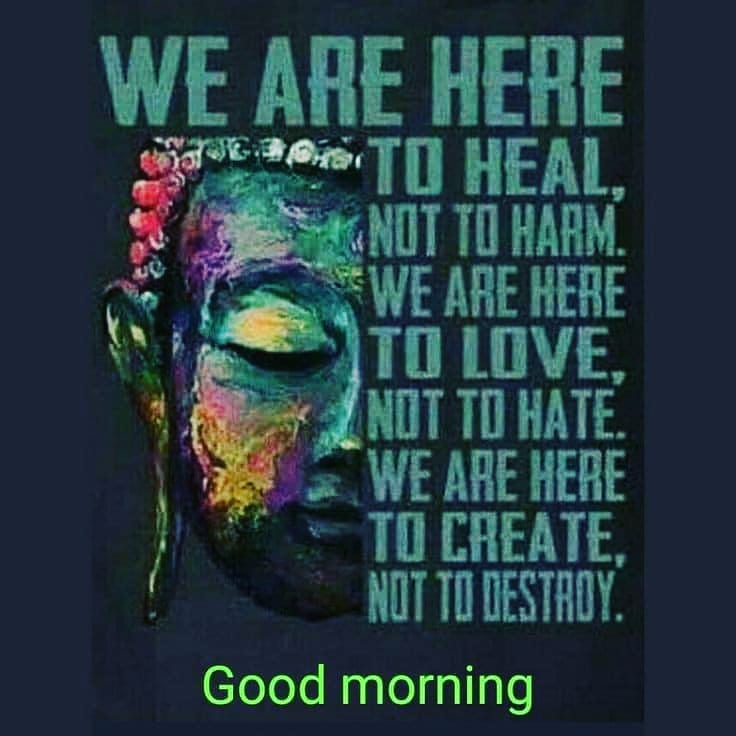 We are here to heal. No to harm. We are here t to love. Not to hate. We are here to create, not to destroy. Good morning.