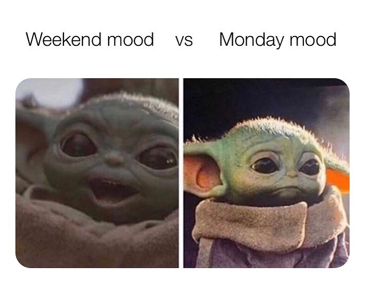 Weekend mood vs Monday mood.