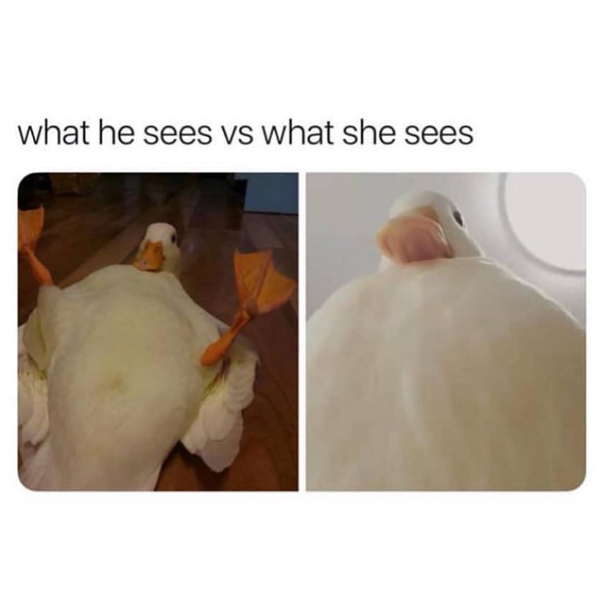 What he sees vs what she sees.