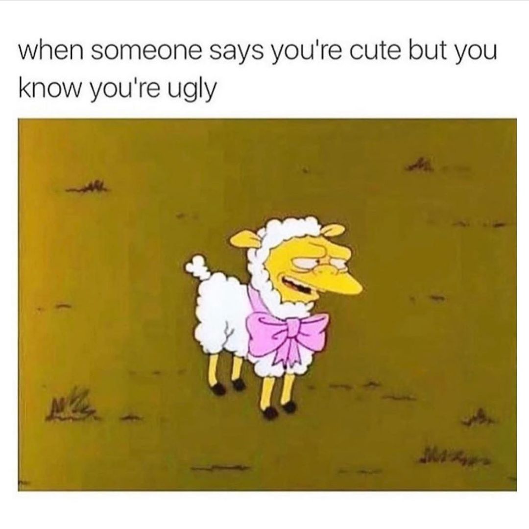 When someone says you're cute but you know you're ugly.