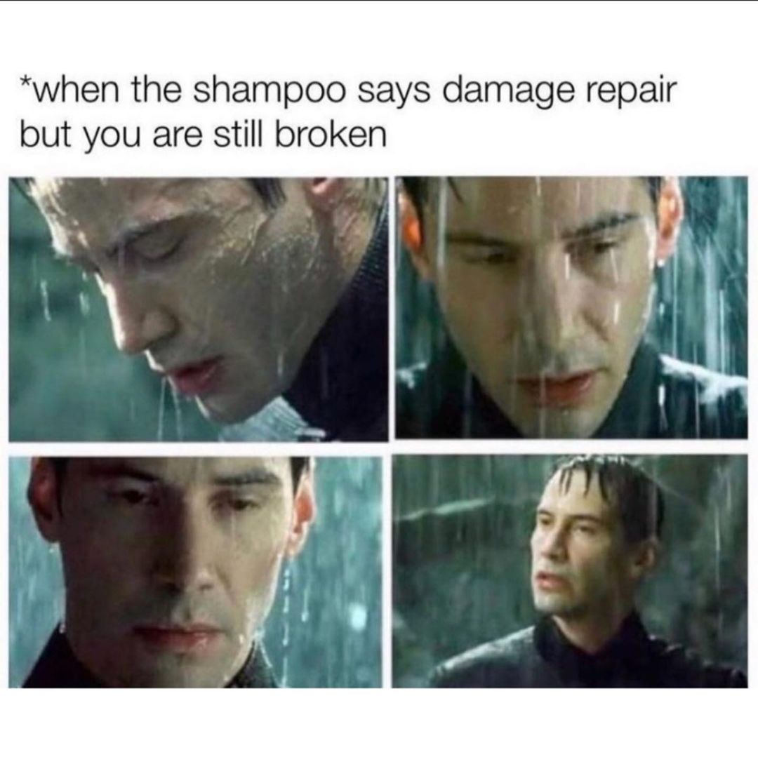 *When the shampoo says damage repair but you are still broken.