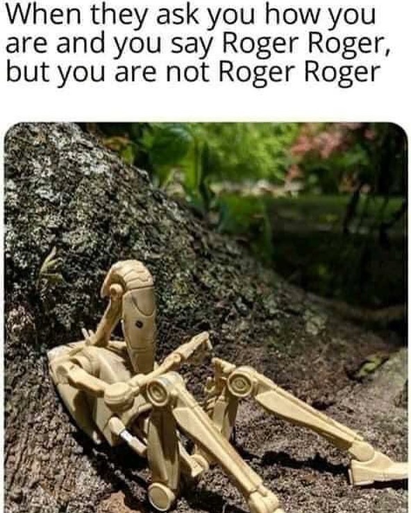 When they ask you how you are and you say Roger Roger, but you are not Roger Roger.