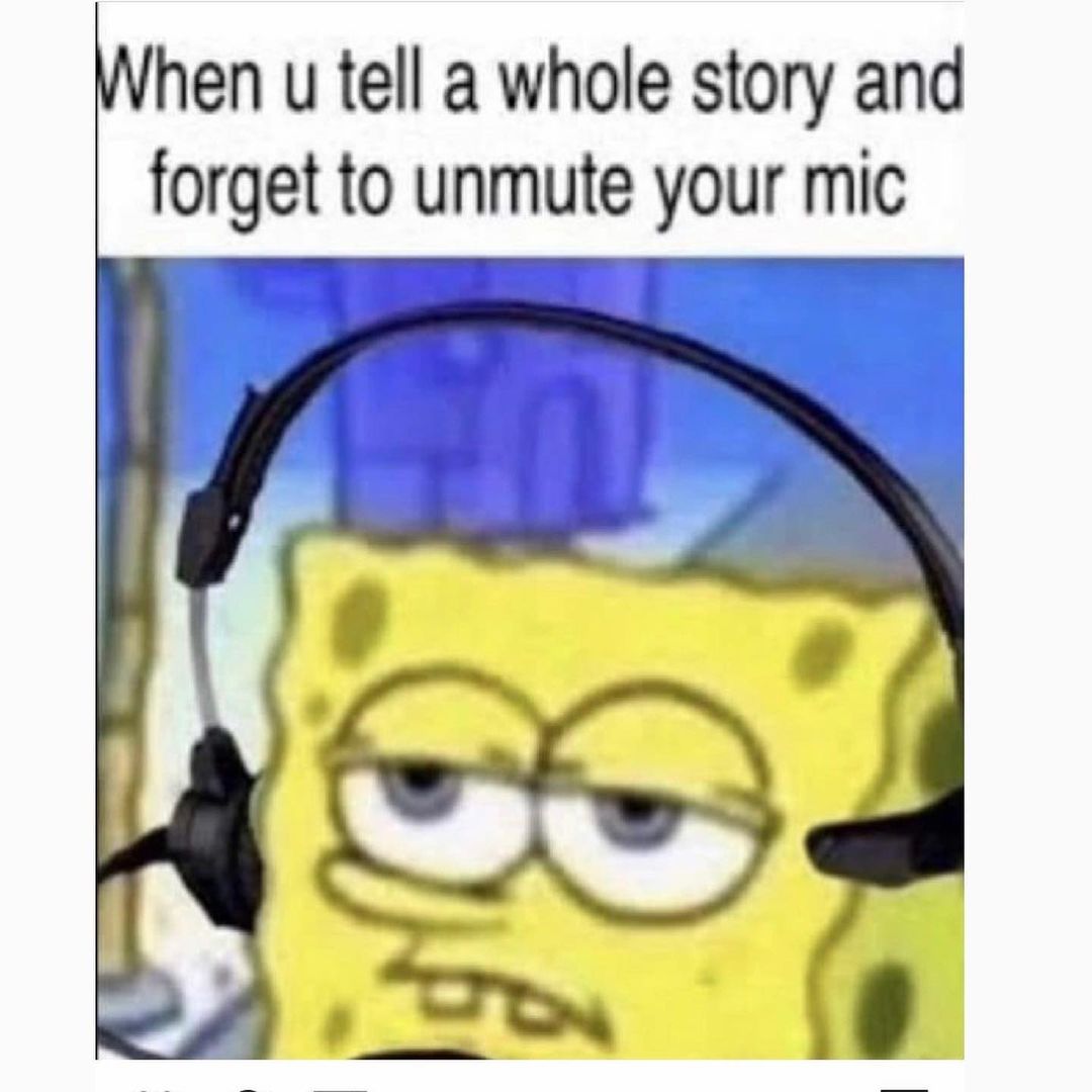 When u tell a whole story and forget to unmute your mic.