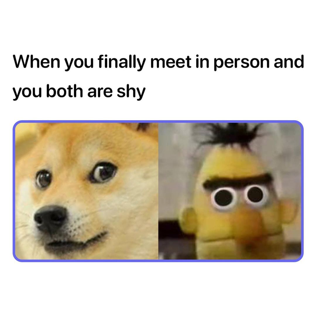 When you finally meet in person and you both are shy. - Funny