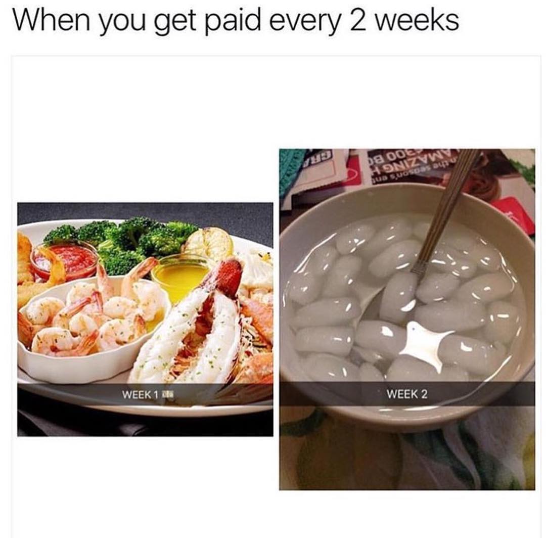 When you get paid every 2 weeks. Week 1. Week 2.