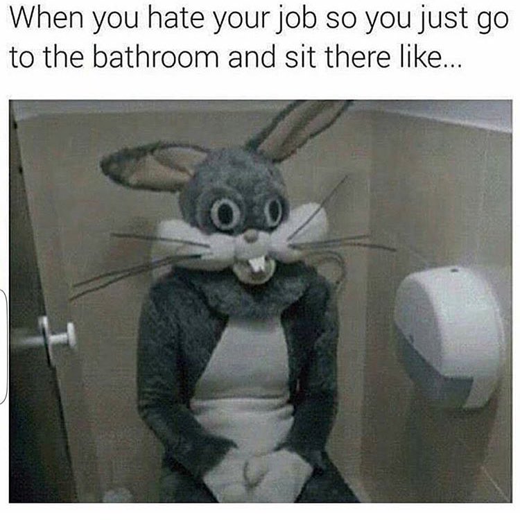When you hate your job so you just go to the bathroom and sit there like...