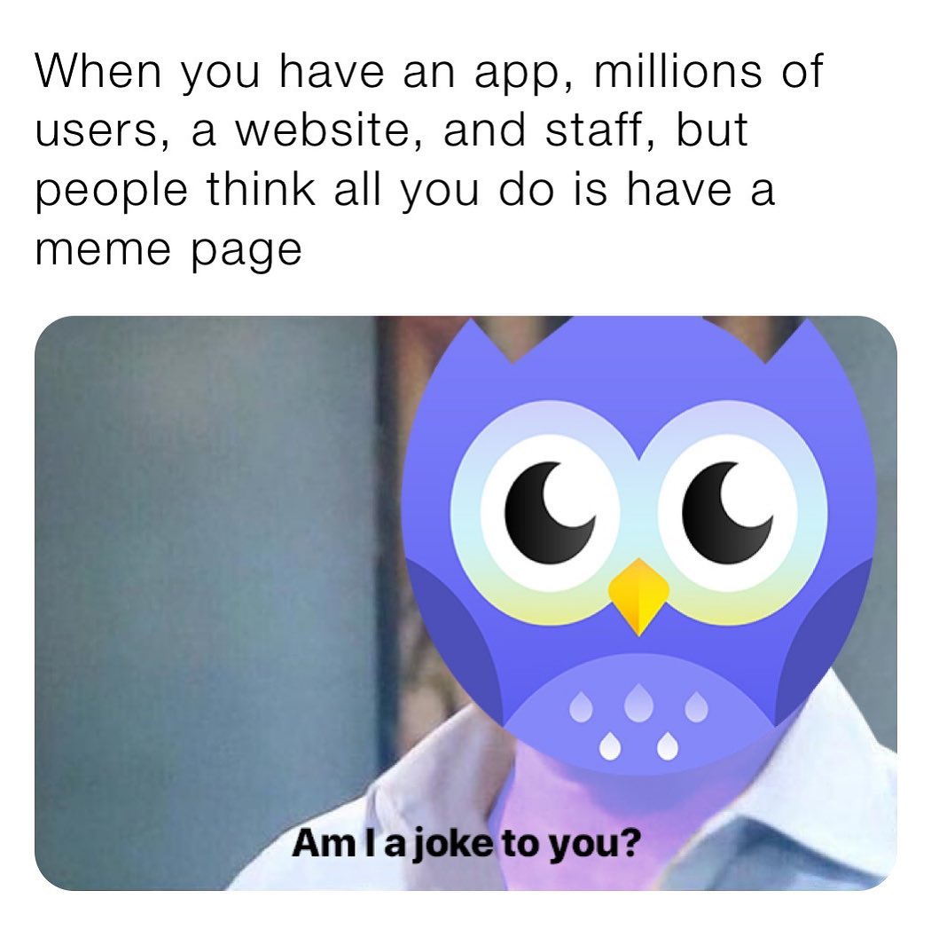 When you have an app, millions of users, a website, and staff, but people think all you do is have a meme page. Am I a joke to you?