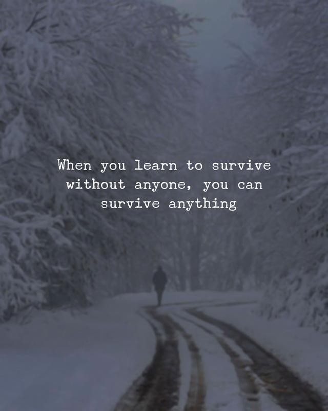 When you learn to survive without anyone, you can survive anything ...