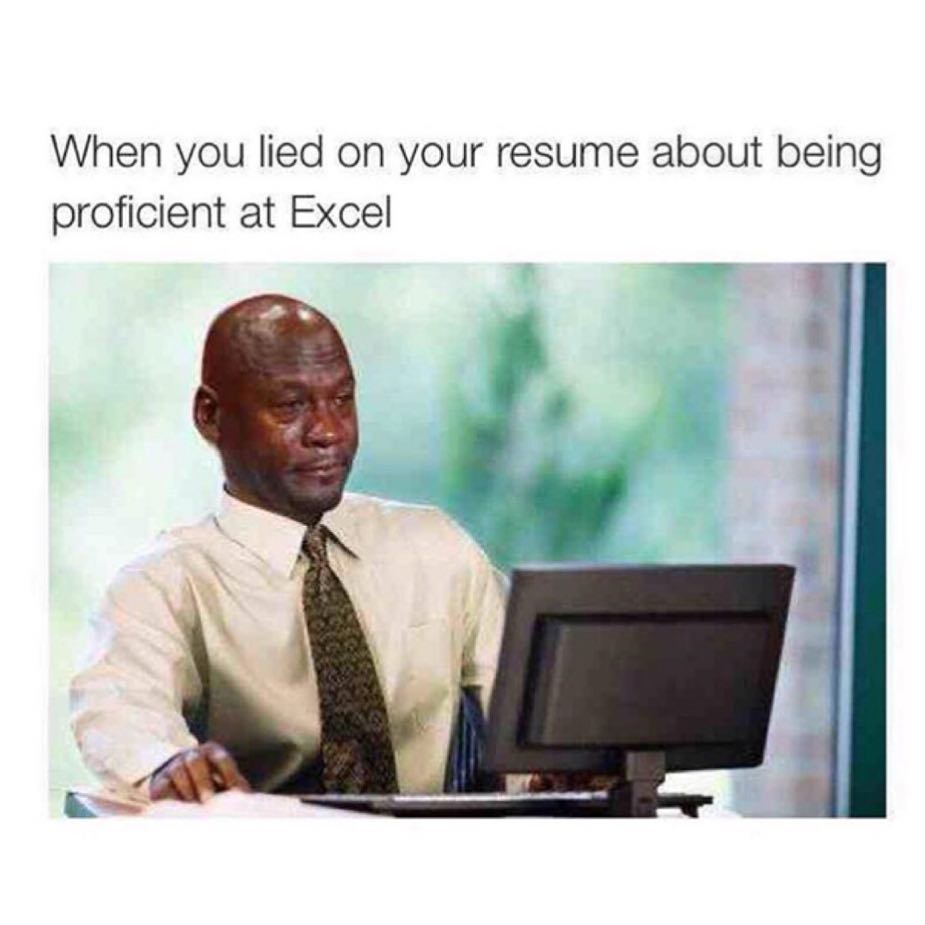 When You Lied On Your Resume About Being Proficient At Excel Funny