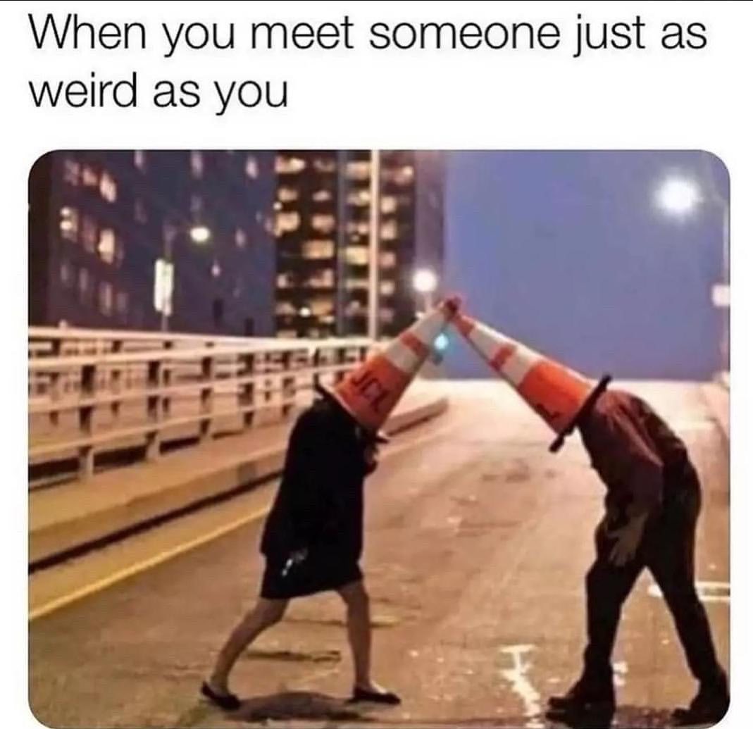 When you meet someone just as weird as you.