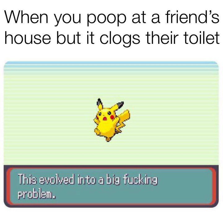When you poop at a friend's house but it clogs their toilet.  This evolved into a big fucking problem.