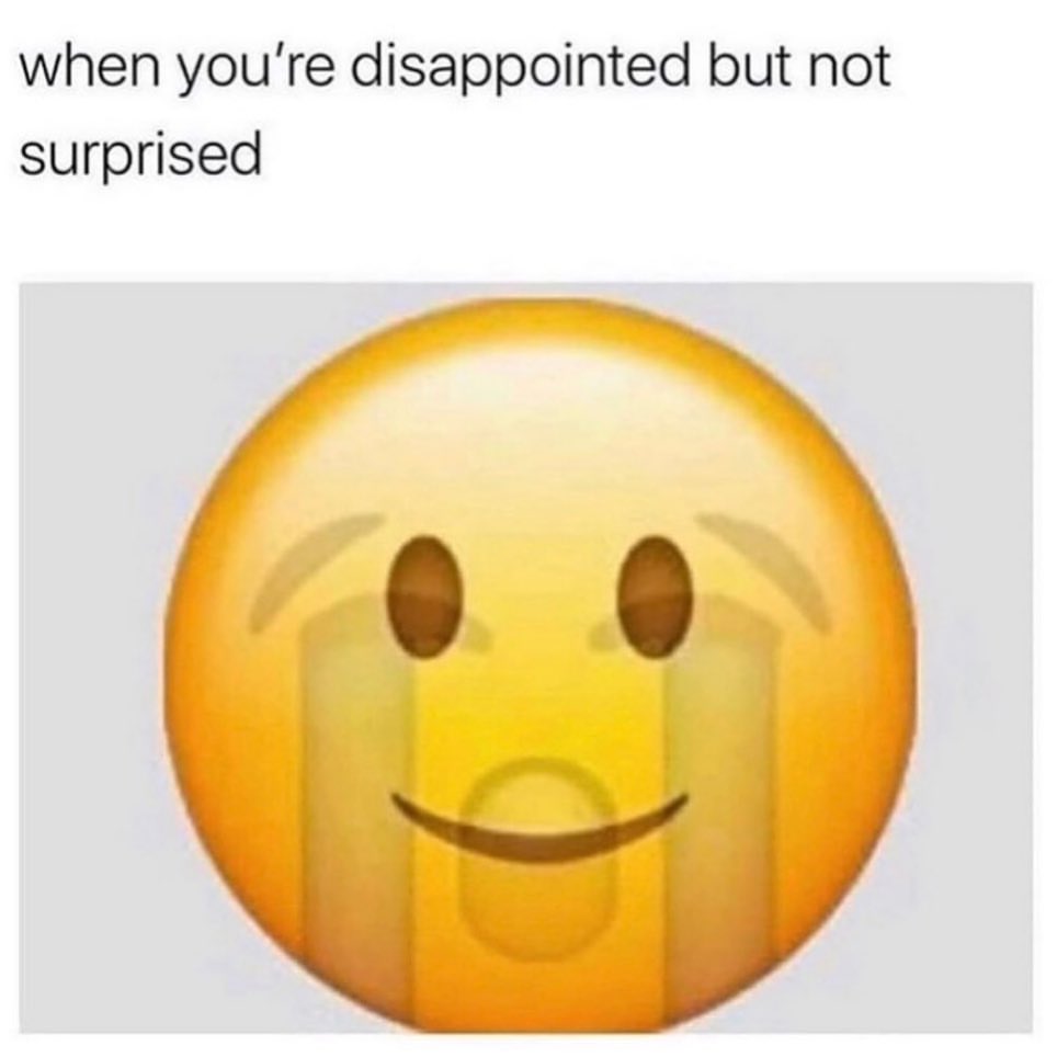 When you're disappointed but not surprised.