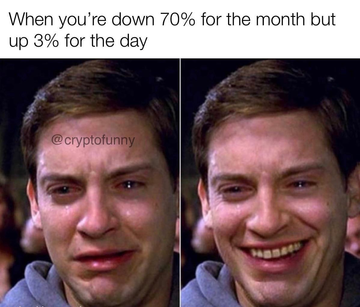 When you're down 70% for the month but up 3% for the day.