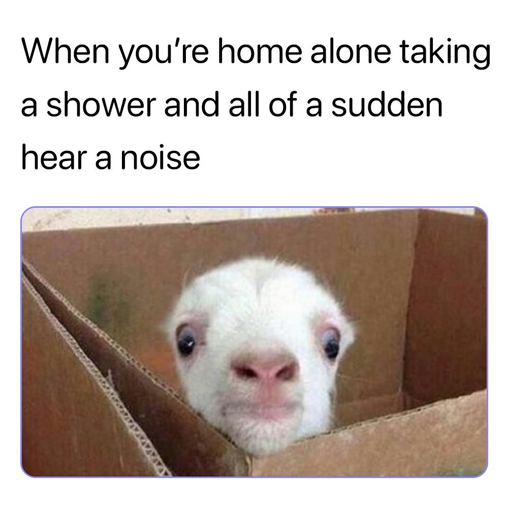 When you're home alone taking a shower and all of a sudden hear a noise.