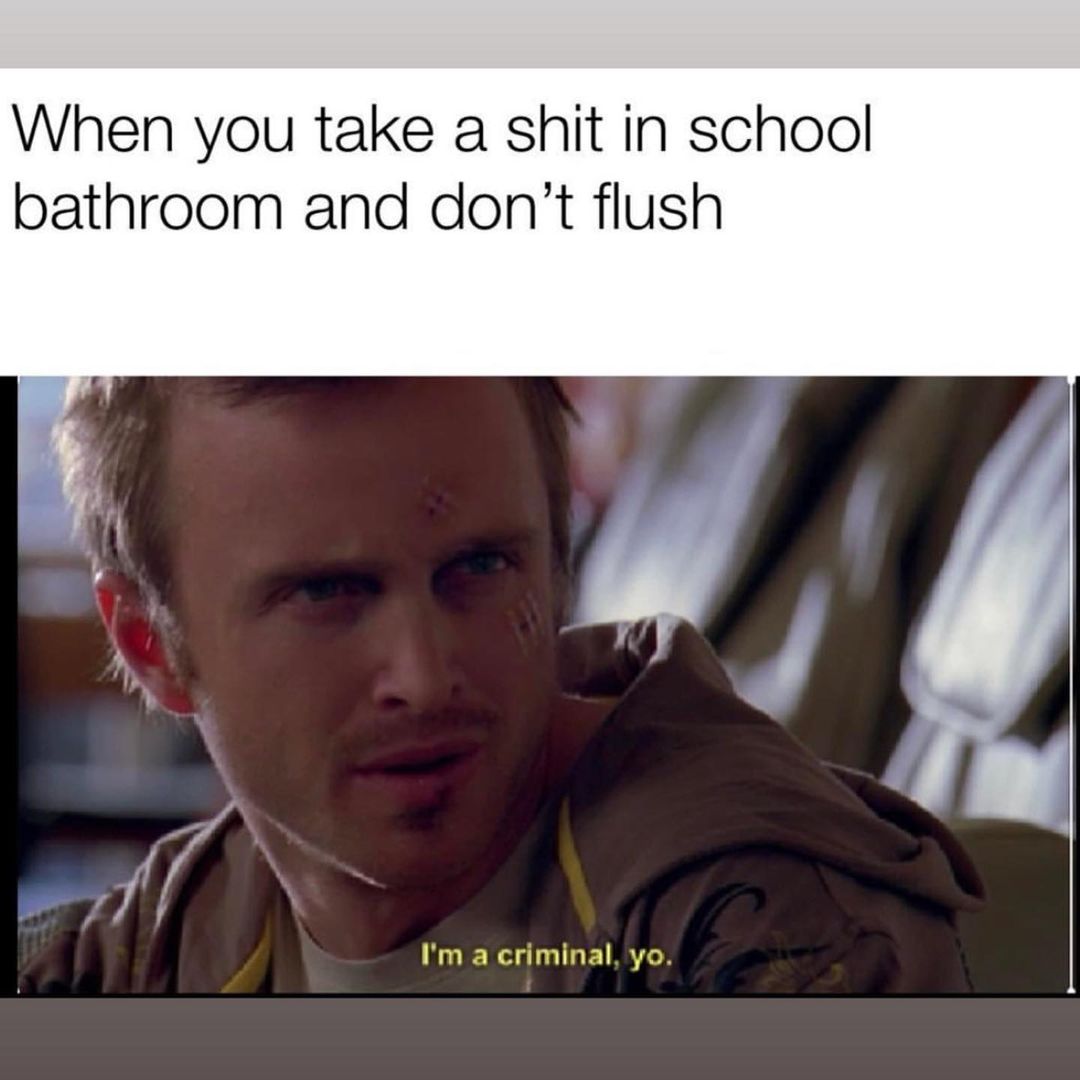 When you take a shit in school bathroom and don't flush. I'm a criminal, yo.