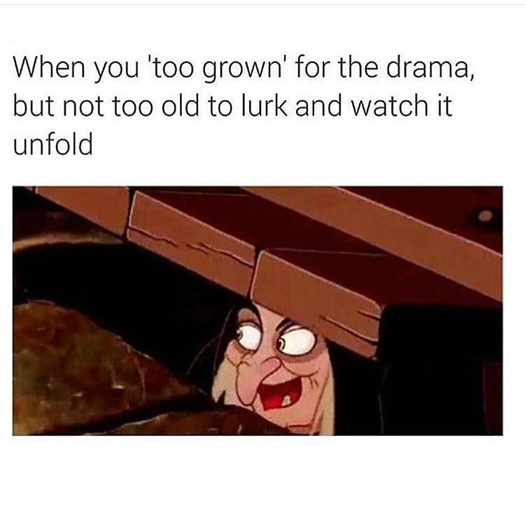 When you 'too grown' for the drama, but not too old to lurk and watch it unfold.