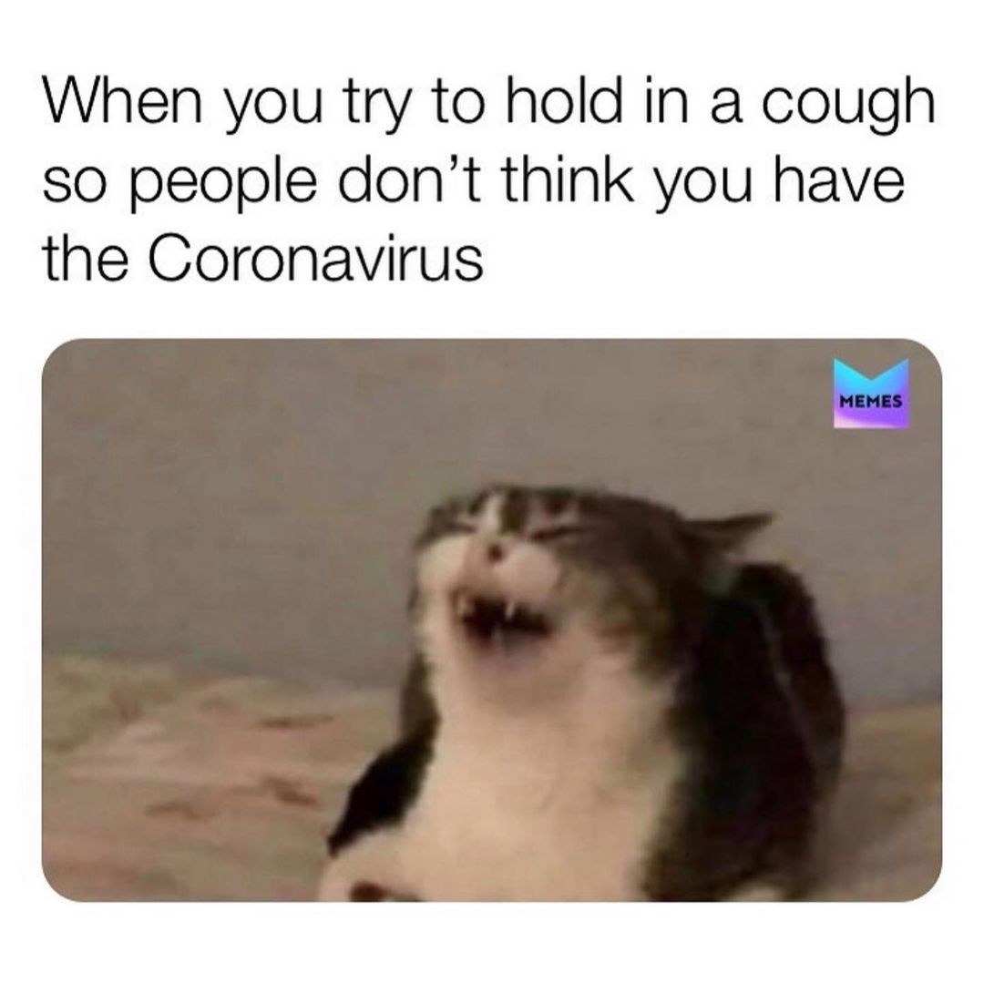 When you try to hold in a cough so people don't think you have the Coronavirus.