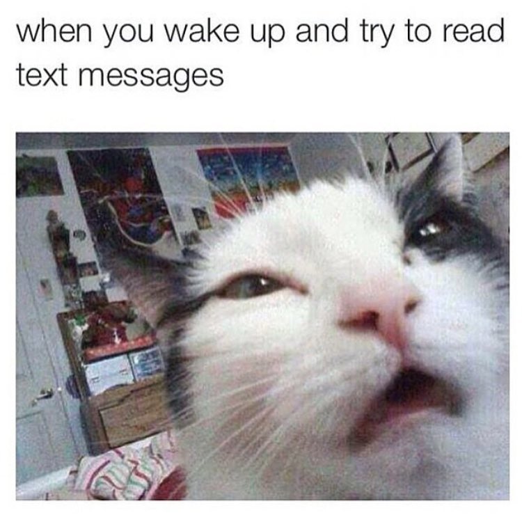 When you wake up and try to read your text messages.