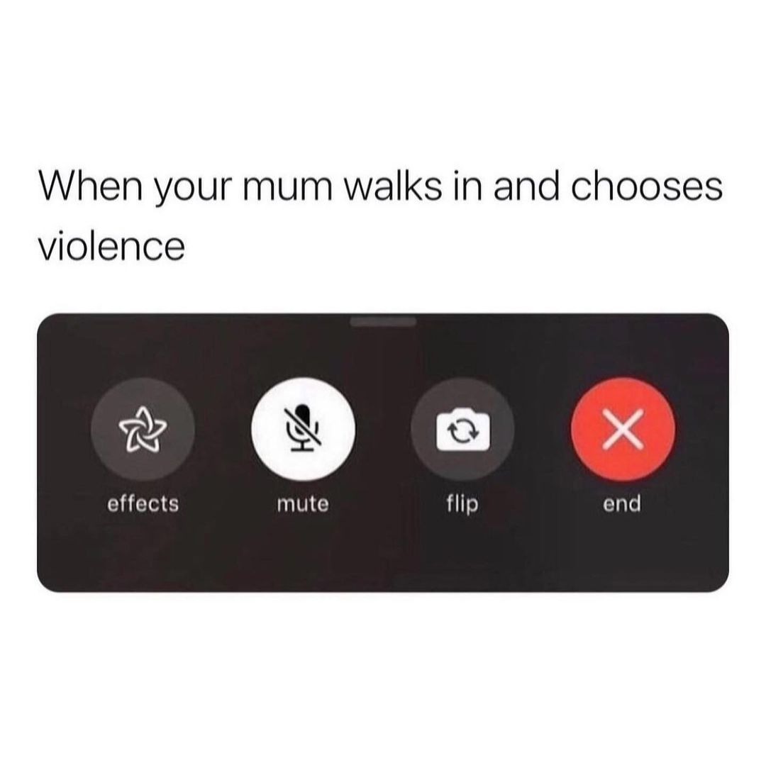 When your mum walks in and chooses violence: effects mute flip end.
