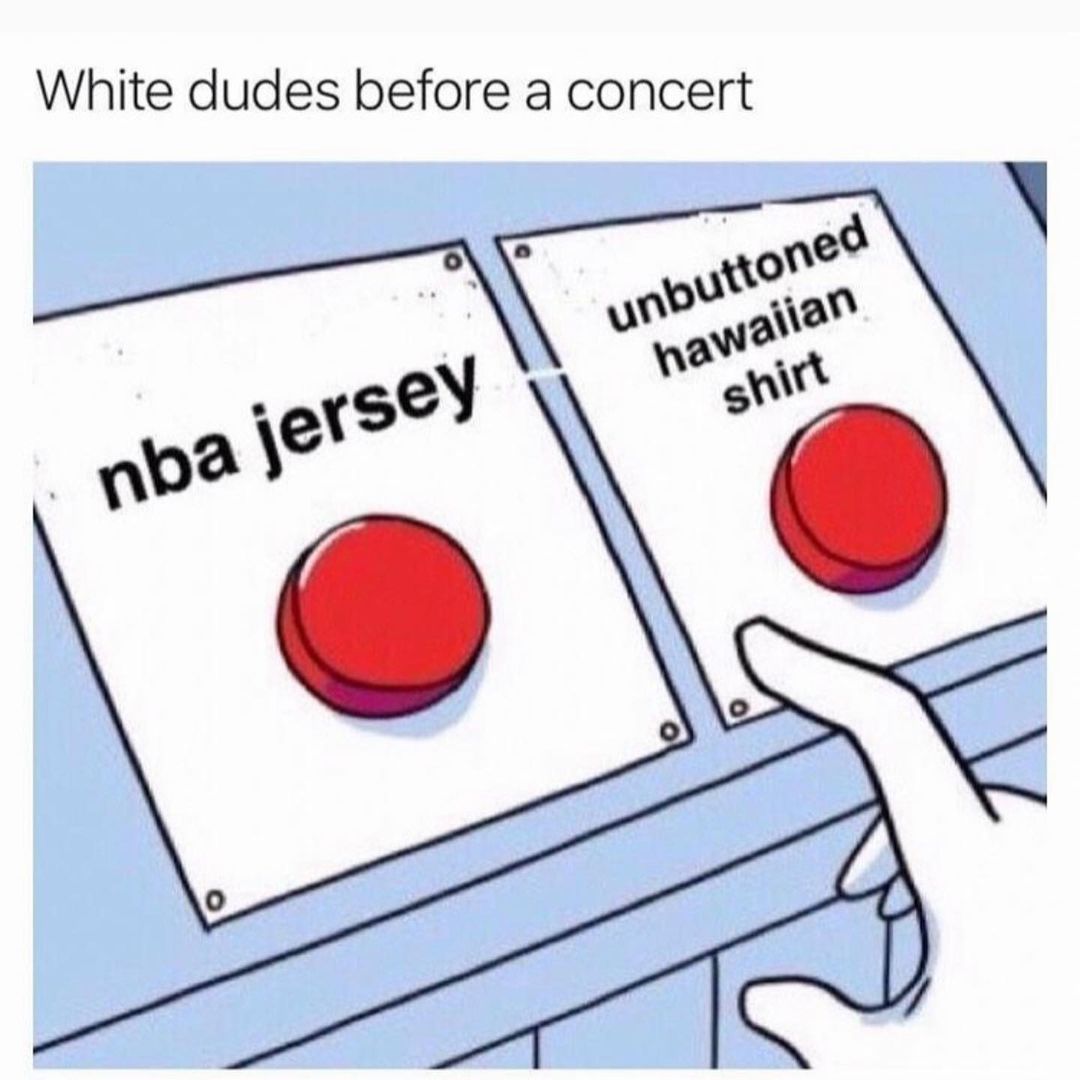 White dudes before a concert.