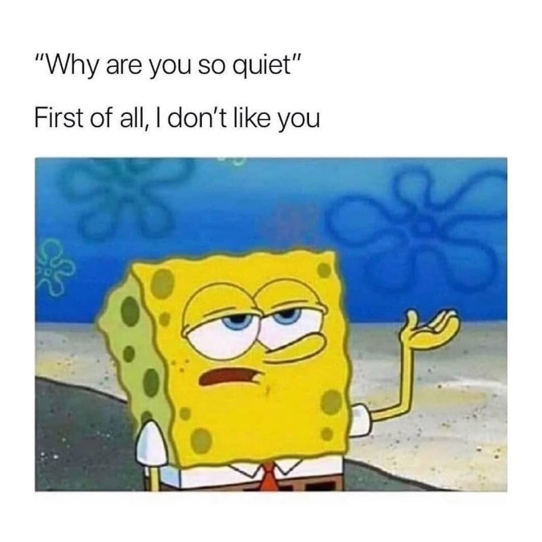 "Why are you so quiet" First of all, I don't like you.