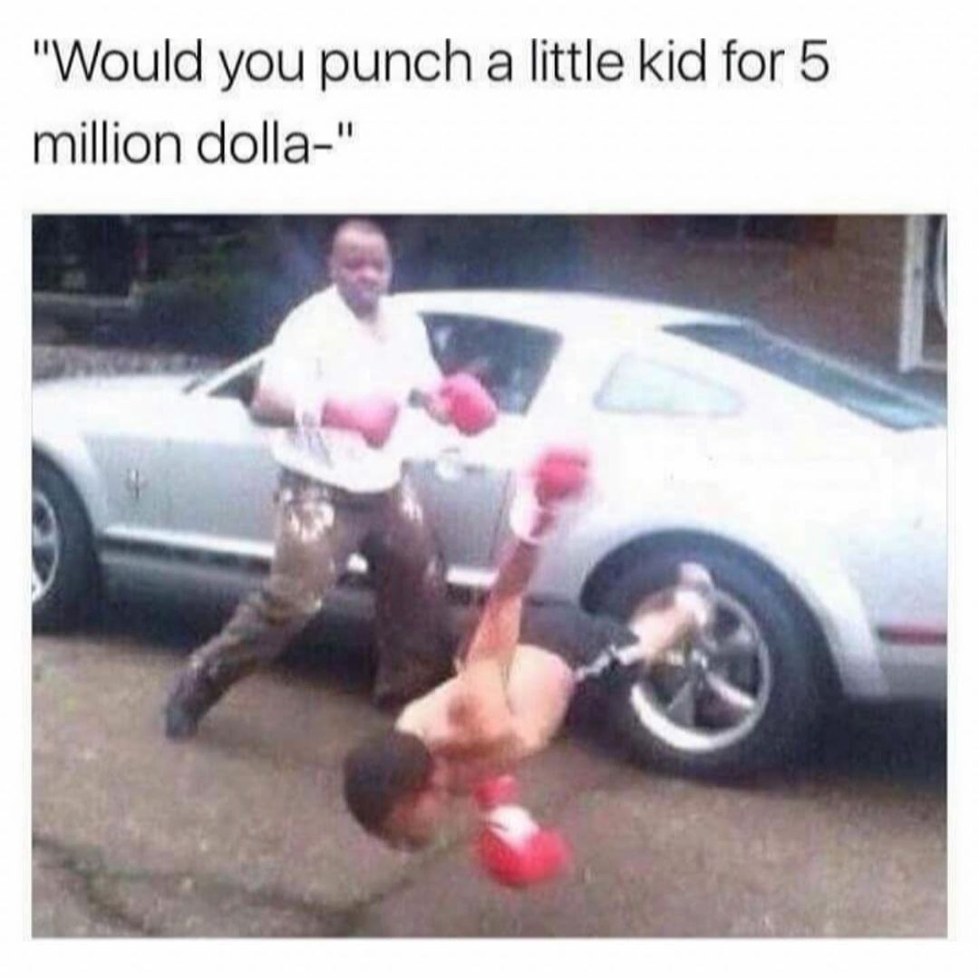 "Would you punch a little kid for 5 million dolla-"