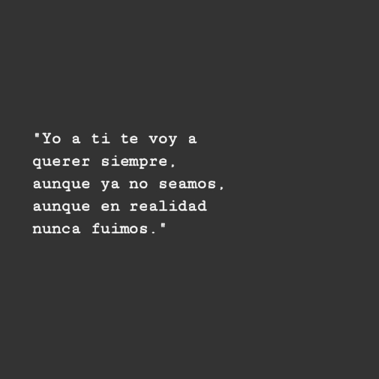 Yo a ti te voy a querer siempre, aunque ya no seamos, aunque en realidad nunca fuimos.