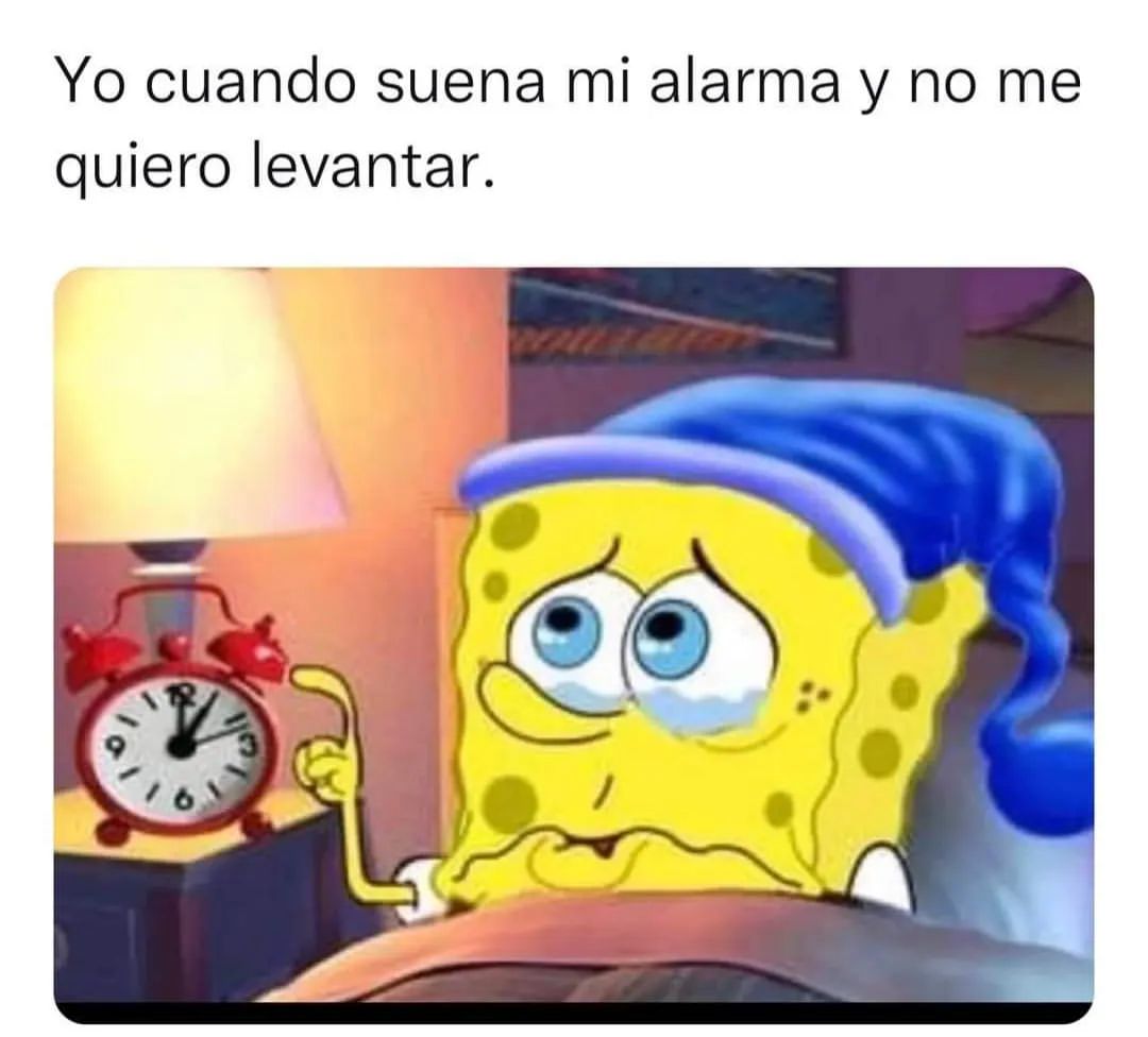 Yo cuando suena mi alarma y no me quiero levantar.