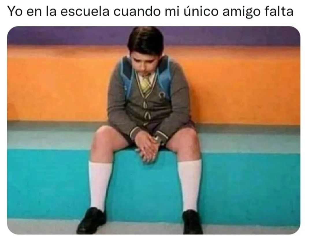 Yo en la escuela cuando mi único amigo falta.