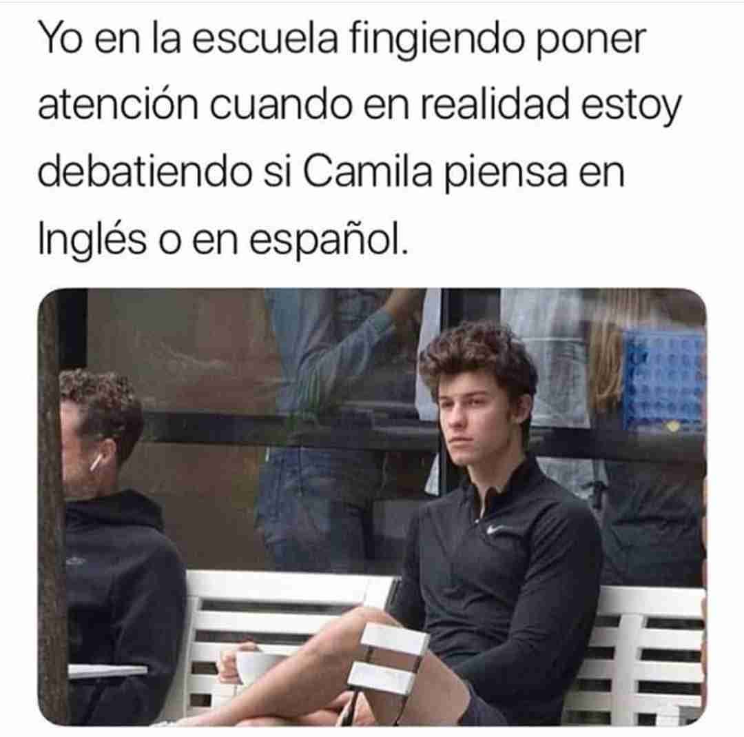 Yo en la escuela fingiendo poner atención cuando en realidad estoy debatiendo si Camila piensa en Inglés o en español.