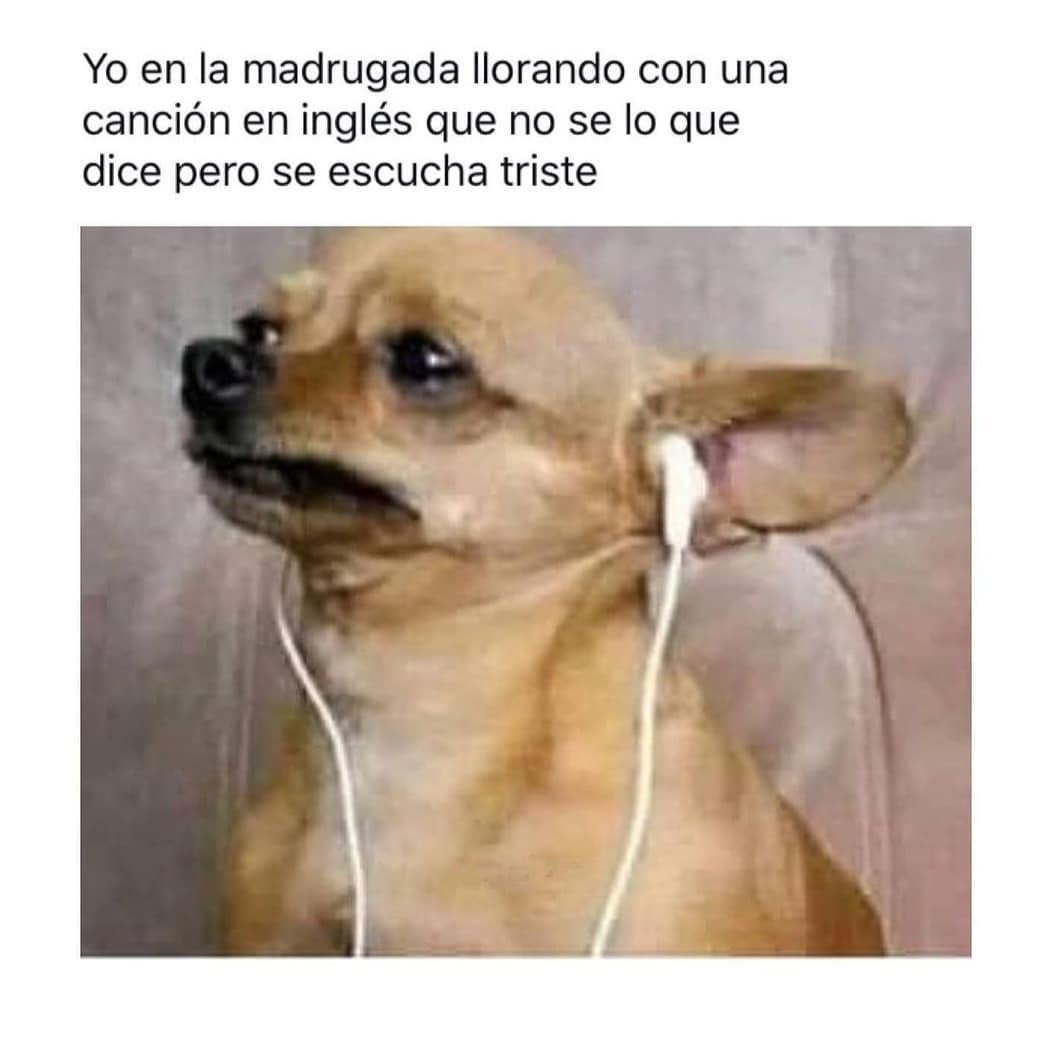 Yo en la madrugada llorando con una canción en inglés que no se lo que dice pero se escucha triste.