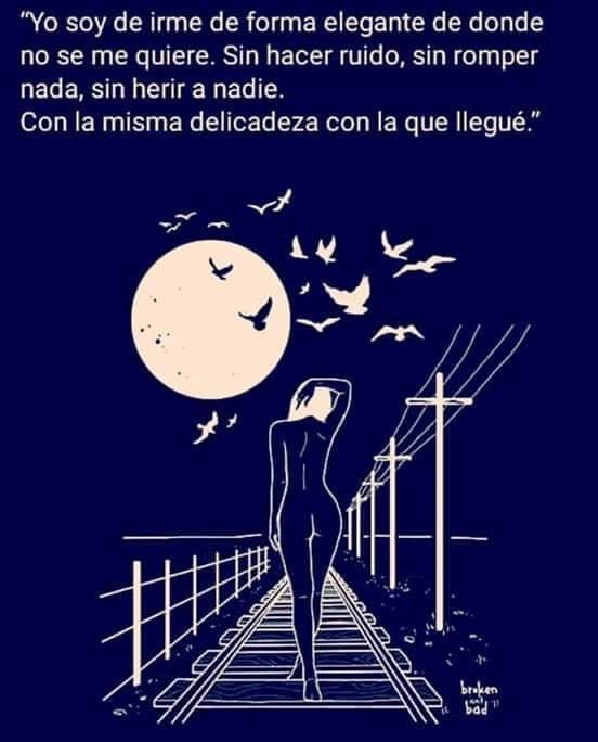 Yo soy de irme de forma elegante de donde no se me quiere. Sin hacer ruido, sin romper nada, sin herir a nadie. Con la misma delicadeza con la que llegué.