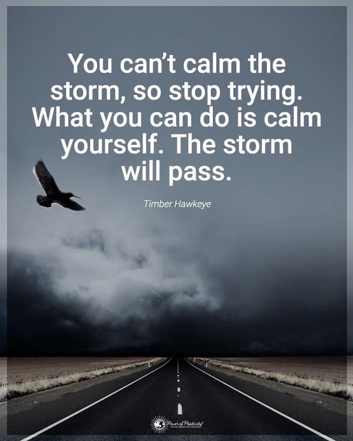 You can't calm the storm, so stop trying. What you can do is calm yourself. The storm will pass.